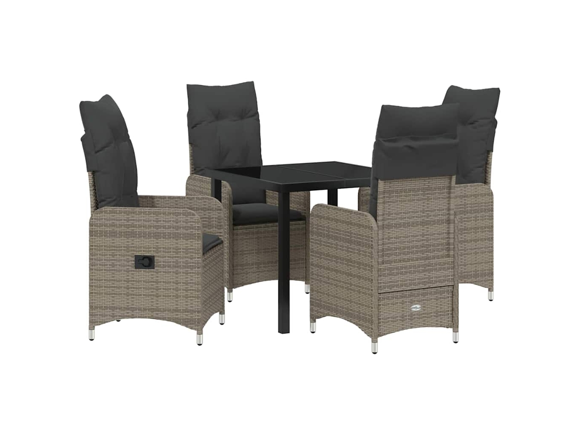 Maison Exclusive - Conjunto De Comedor De Jardín 5 Pcs Gris Ratán Sintético