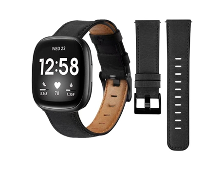 Correa Vintage Leather para Fitbit by Google Versa 2 Negro