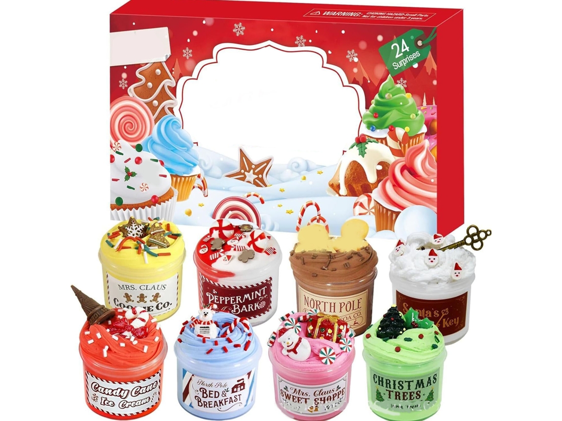 Calendario De Adviento 2024, 24 Días Con Slime Y Decoraciones, Kit De Navidad Para Niños