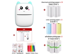 Impresora Térmica Inalámbrica De 203 Dpi. Impresión Sin Tinta Con 14 Rollos De Papel De Impresión, Bolígrafo De Acuarela Y Pegatinas, Color Azul. GERTIZ