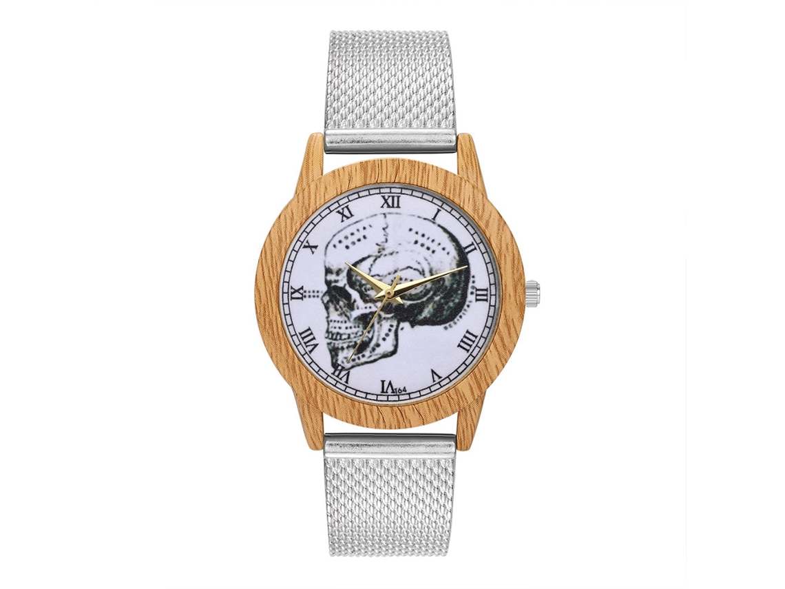 Reloj De Cuarzo Con Correa De Silicona Unisex Dial Calavera Casual Plata Zhoulianfa