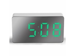 Mini Reloj Espejo Led, Reloj De Viaje, Alarma Electrónica, Letras Multicolor, Silencioso (blanco/verde)