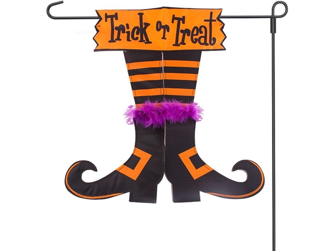Bandera De Jardín De Halloween Con Huellas De Bruja, Decoración Exterior, Jardín Doméstico, Atracción Para Fiestas