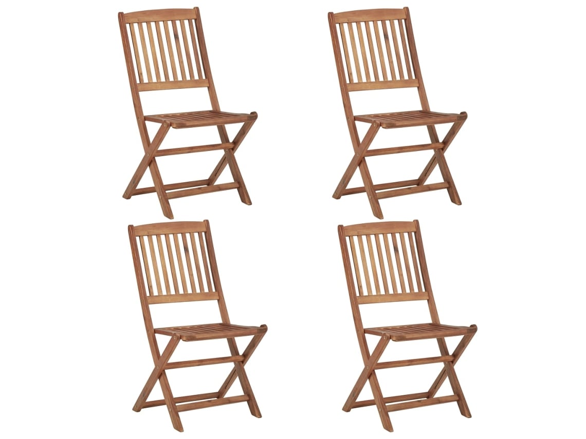 Sillas de jardín plegables de madera maciza de acacia DKD Home Decor, 4 piezas