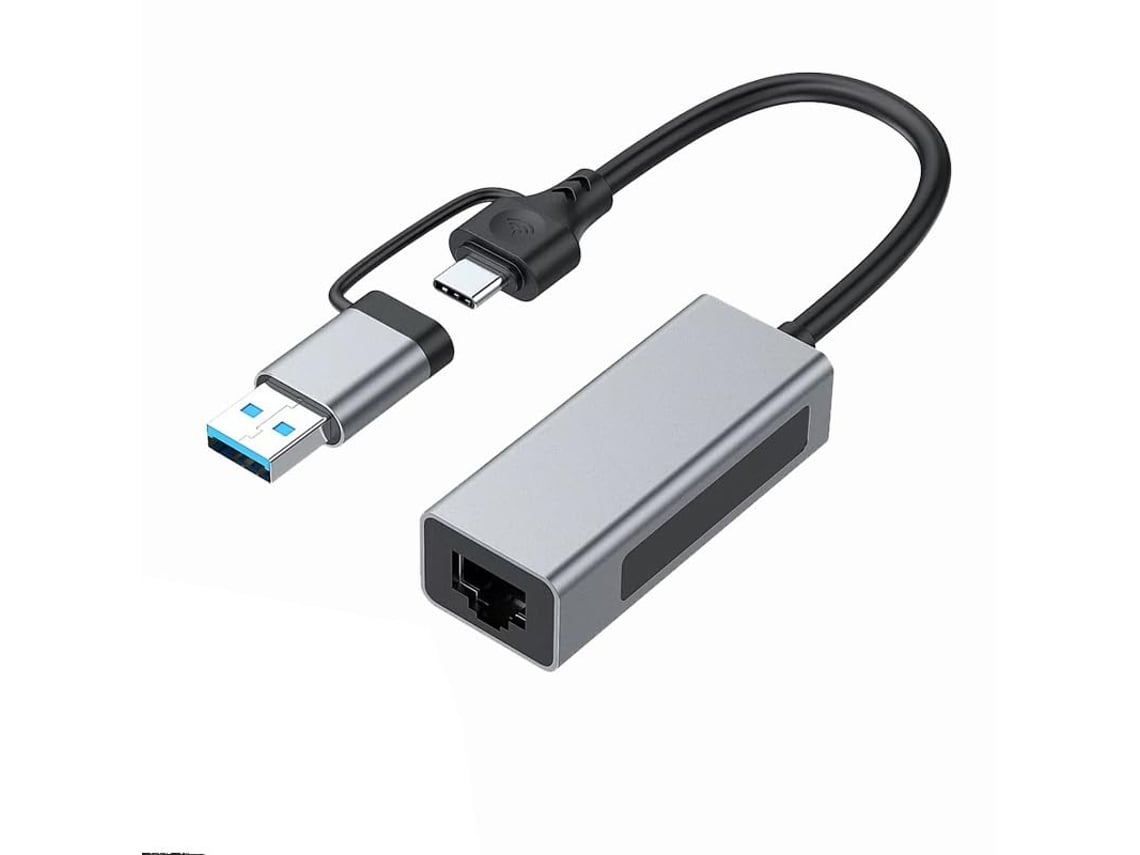 Adaptador Ethernet USB 3.1 de 2,5 Gbps, 2 en 1, USB A/USB C a Ethernet de 2,5 Gbps, convertidor de red USB 3.1 a RJ45 para PC y portátil, Wind Chennnls