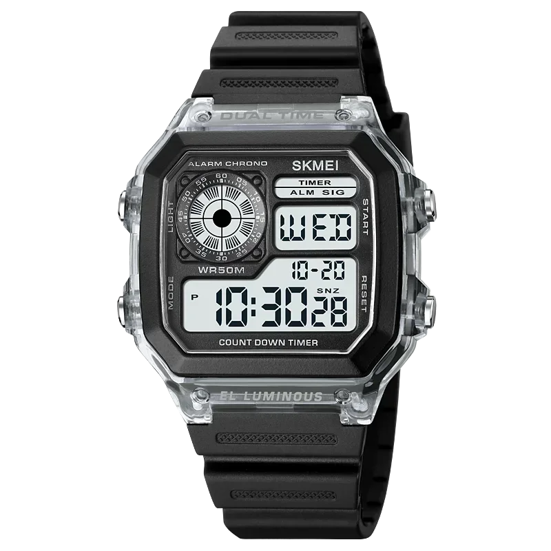 Reloj deportivo digital MDUG con temporizador de cuenta atrás, luz LED, cronómetro, alarma y resistente al agua.