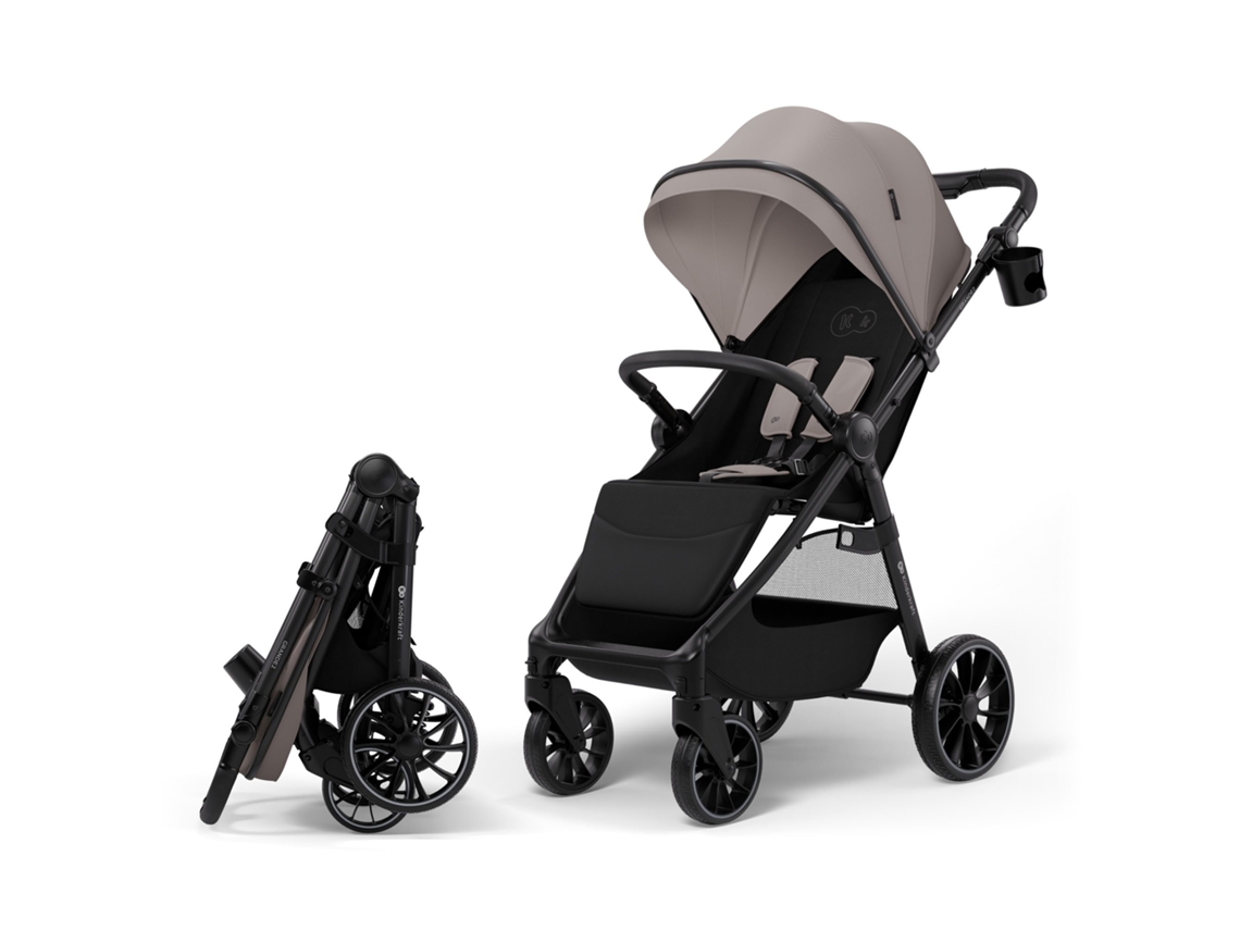 Carrito De Bebé Kinderkraft GRANDE 2 ruedas grandes con suspensión, cierre con una mano CLICK&FOLD hasta 22 kg Beige