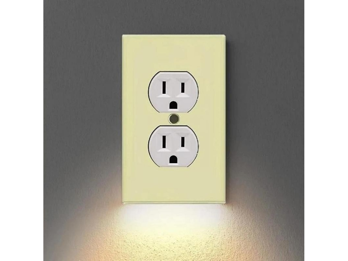 2026-placa De Tomacorriente Con Luces Nocturnas Led Sensor Automático Instalación Rápida Ronda Beige