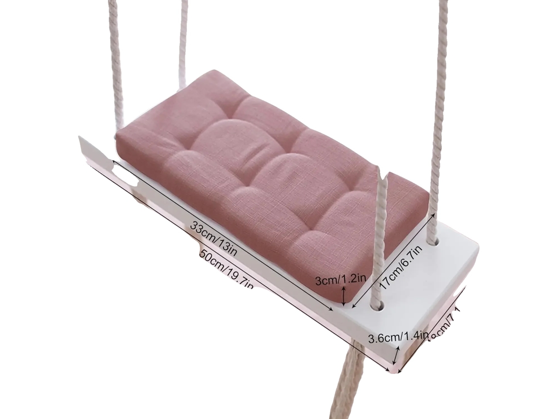 Columpio de madera, ecológico, capacidad de carga de 50 kg, rosa.