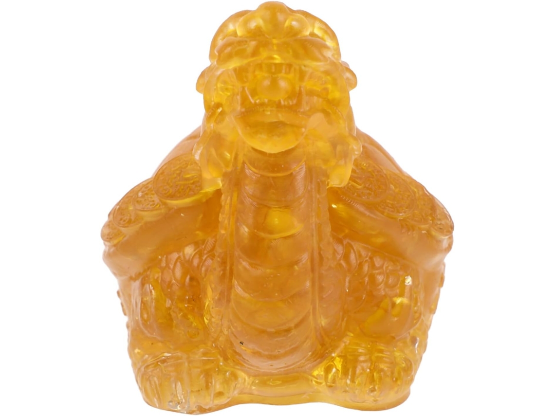 Estatua Tortuga Dragón Cristal Amarillo Adorno Decorativo Atraer Prosperidad Equilibrar Energía Figura Única