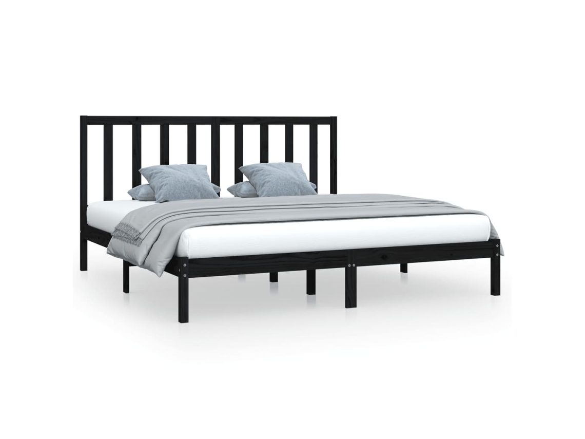 Maison Exclusive - Estructura De Cama Sin Colchón Madera De Pino Negro 200x200 Cm