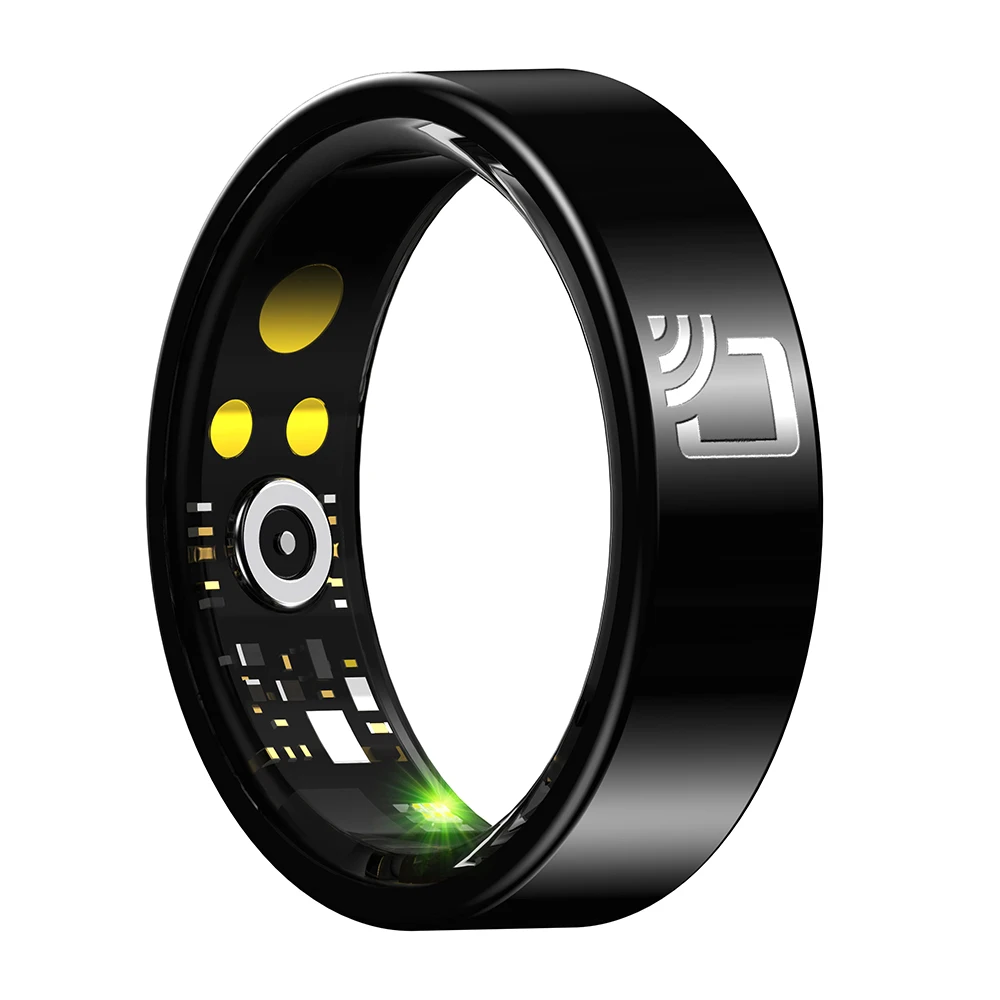(talla 9, Negro) Anillo Inteligente, Anillo Ultradelgado E Impermeable De 7 Mm, Anillo Para Monitorización De La Salud