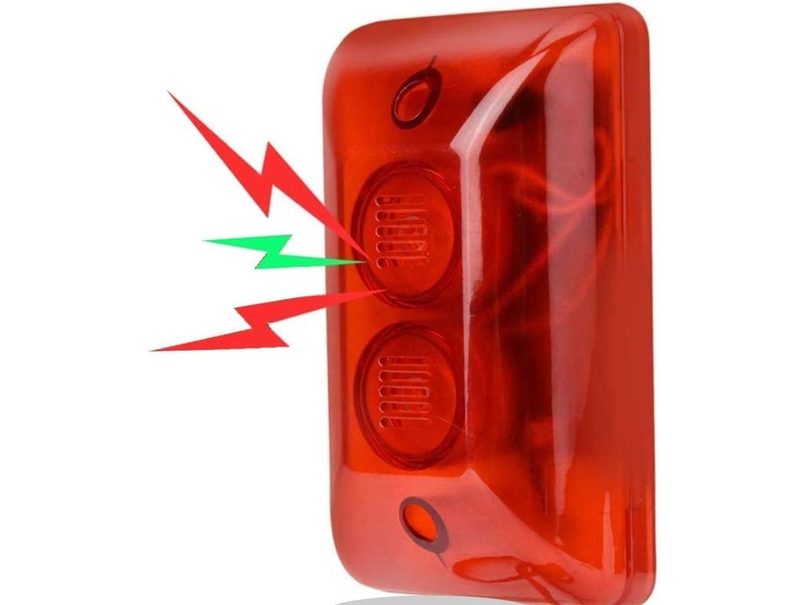Sirena de alarma con luz intermitente, 115 dB, 12 V, portátil, sin marca.