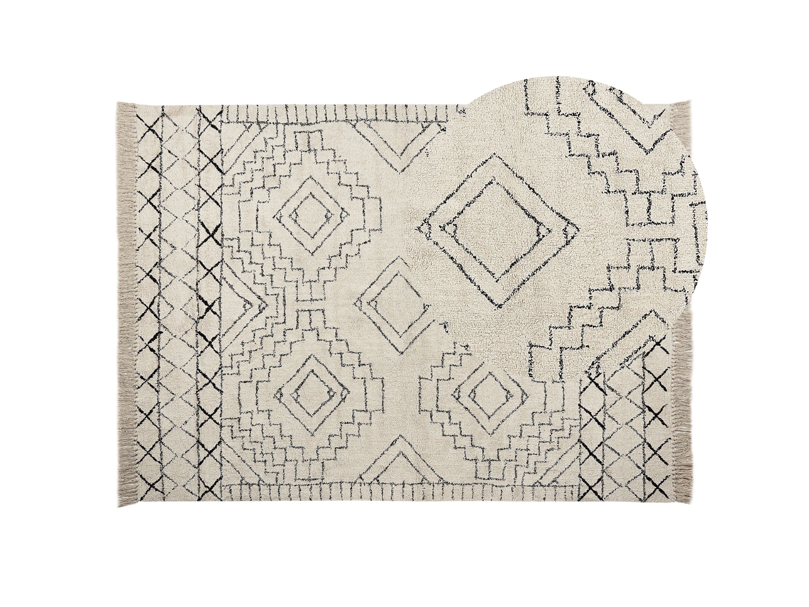 Alfombra de algodón beige/negro 140 x 200 cm BELIANI Zeyne