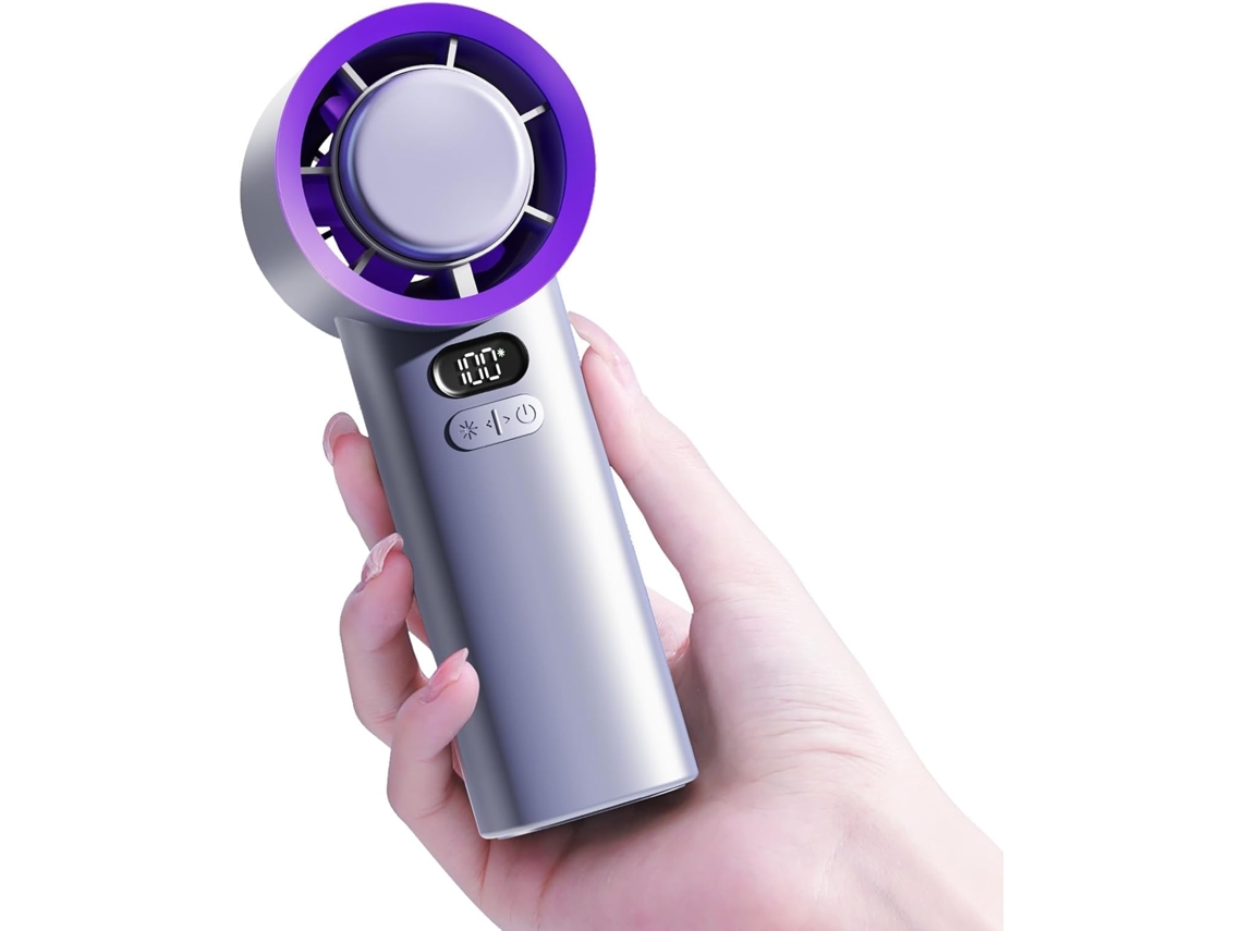 Ventilador Portátil De Mano Ajustable 100 Velocidades Ventiladores Personales Para Viajes Gris Gertiz