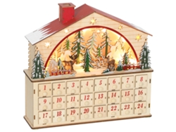 Calendario Adviento Madera 24 Cajones Led Decoración Navideña Natural