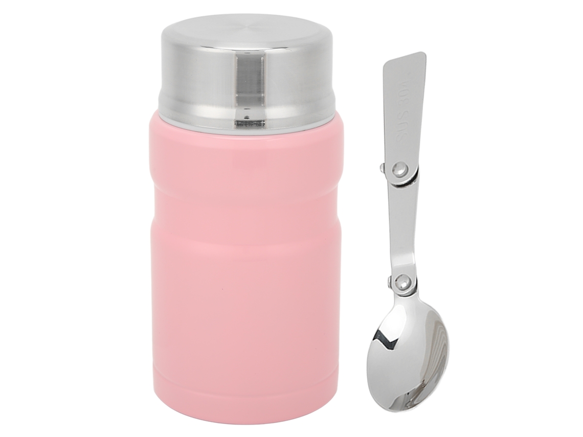 Recipiente Térmico De Acero Inoxidable Para Alimentos De 750 Ml (26 Oz) Con Cuchara Para Almuerzo, Sopa, Aperitivos, Color Rosa.