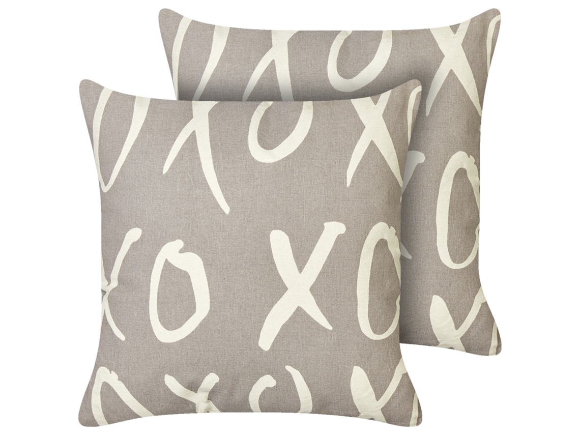 Juego de cojines decorativos BELIANI Telopea de Algodón Gris 45x45x15