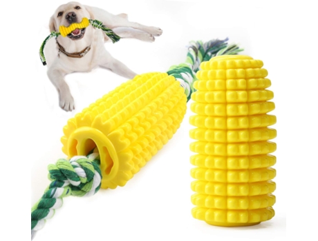 Juguete masticable para perros de goma maciza con cuerda Cepillo de dientes para perros en forma de maíz