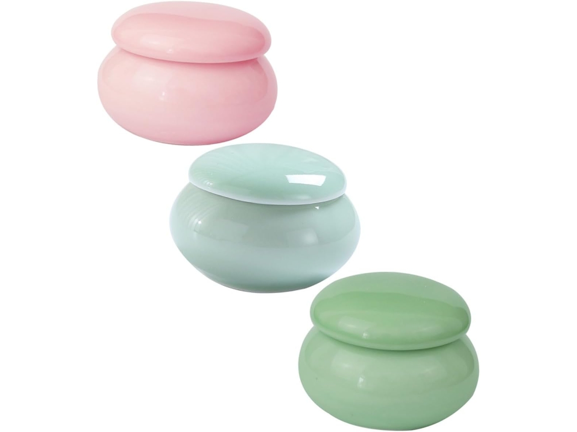 Juego De 3 Tarros De Cerámica, Tarros De Almacenamiento Para Cosméticos Rojos, Prácticos Recipientes Auxiliares.