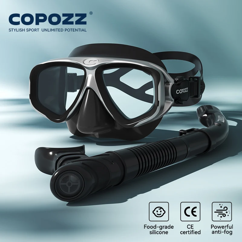 (plata) Máscara De Buceo Profesional, Antivaho, Con Placa Frontal De Cristal Templado, Unisex.