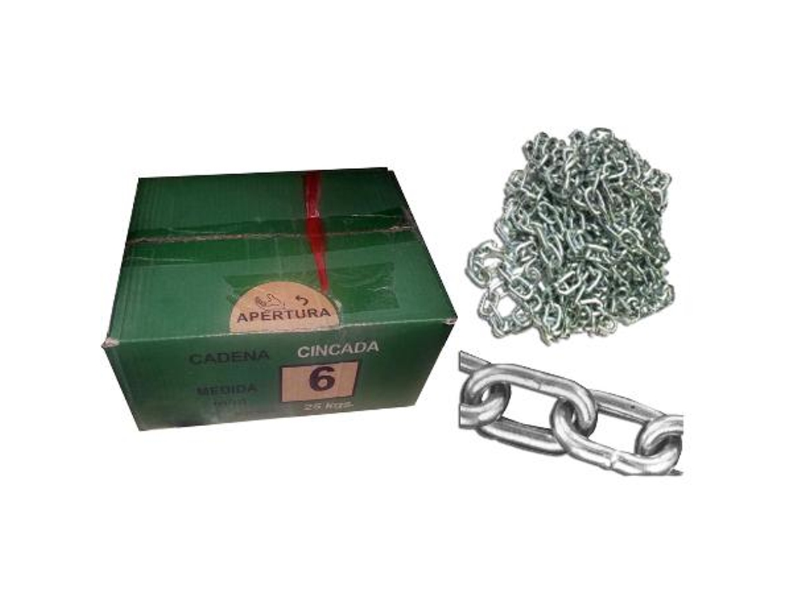 Cadena zincada   2.5   mm en sacos o cajas de 25 kgs