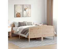 Estructura De Cama Sin Colchón Madera Maciza De Pino 140x190 Cm