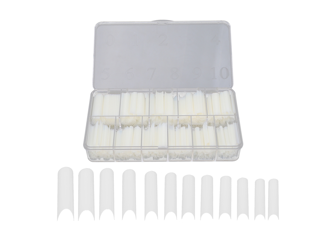 Rebe-360 Long False Nail Tips Com Caixa Para Salão De Uñas E Nail Art Natural Diy