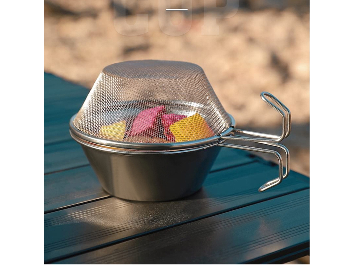 Vaso de acero inoxidable de 310 ml para acampar, pescar y cocinar.
