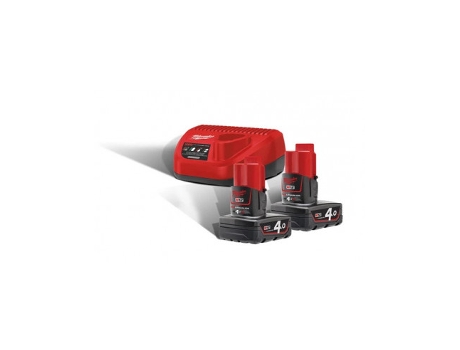 Kit 2 Baterías M12B4 + Cargador C12C MILWAUKEE