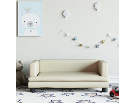 Sofá para niños de cuero sintético crema 80x45x30 cm VIDAXL