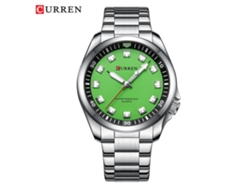 Reloj De Cuarzo Resistente Al Agua (plateado Y Verde), Reloj De Estilo Ejecutivo Para Hombre Con Corona Inclinada Y Correa De Acero Inoxidable.