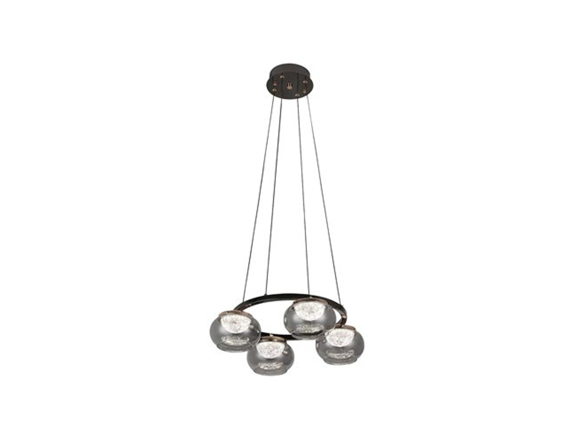Lámpara Led Colgante Pompeya De 4 Luces Con Control Remoto (28w 3cct 2520lm) Ip20 15-160x48x48cm Color Negro