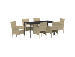 Maison Exclusive - Conjunto De Comedor De Jardín 7 Pcs Beige Ratán Sintético