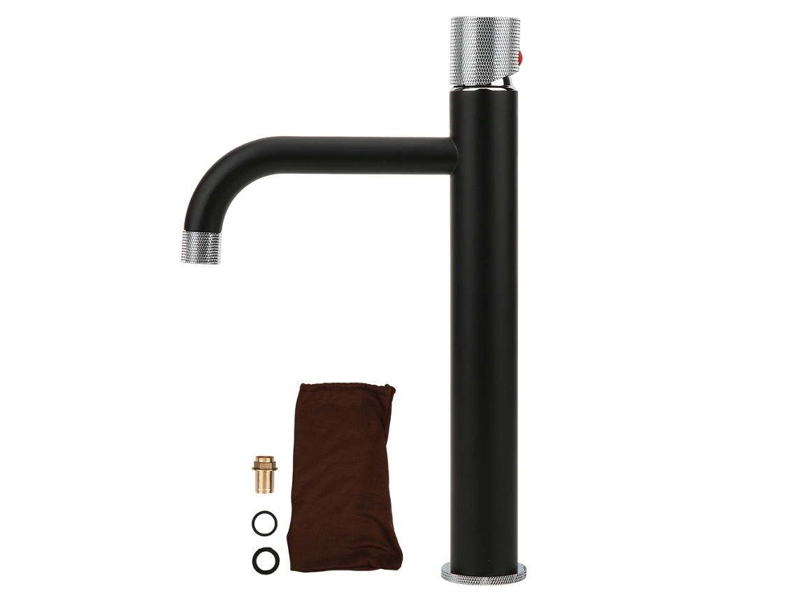 Grifo de baño de cobre G1/2 con caño curvo blanco