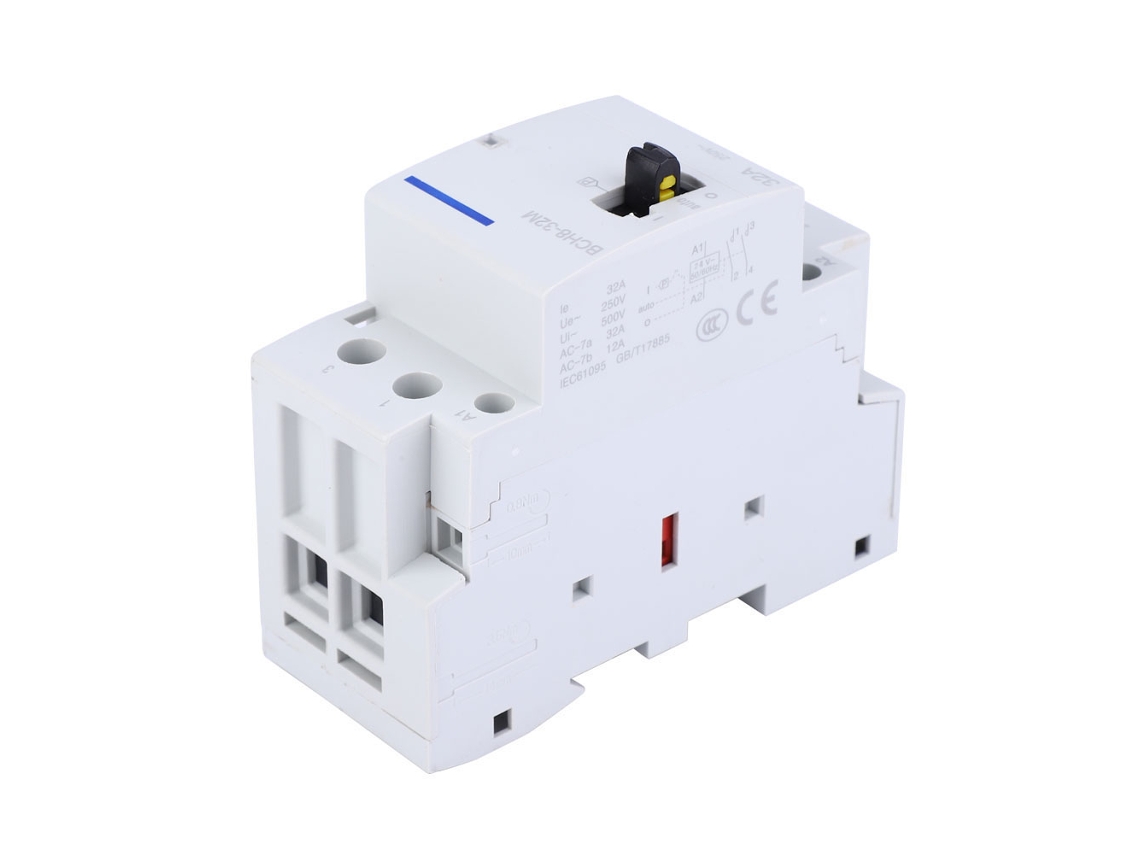 2026dz-contacto Ac Doméstico Bch8-32m 24v 32a 2p Din Rail Com Interruptor Manual 1no1nc 50hz