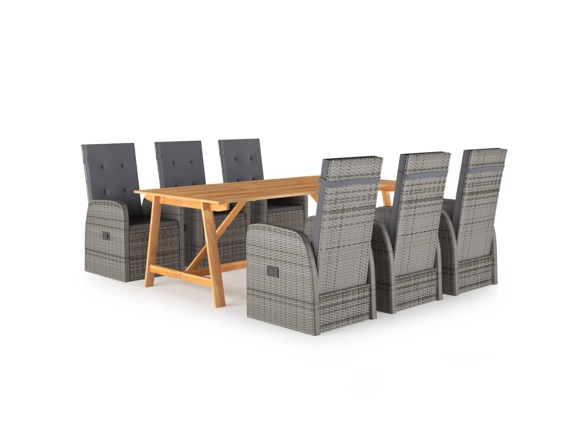 Juego de comedor de jardín de 7 piezas gris Dkd Home Decor