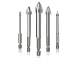 Set De 5 Brocas Universales De Aleación Cruzada Para Hormigón, Cerámica, Vidrio, Madera Y Metal, 3-7mm, Plata