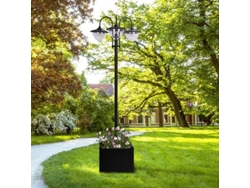 Juego de 3 faroles solares, lámpara de pie de metal, resistente al agua IP44, con base para maceta, para jardín y balcón, color negro.