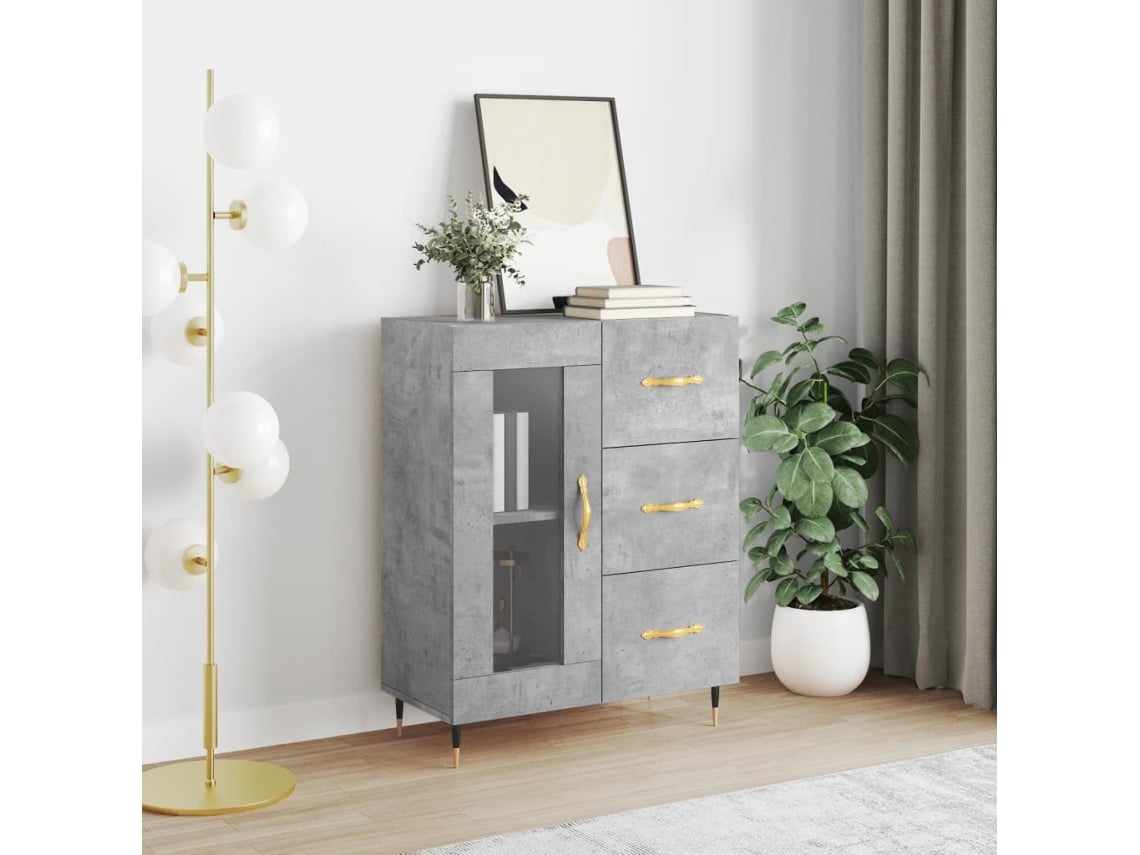 Aparador De Madera De Ingeniería Gris Hormigón 69,5x34x90 Cm