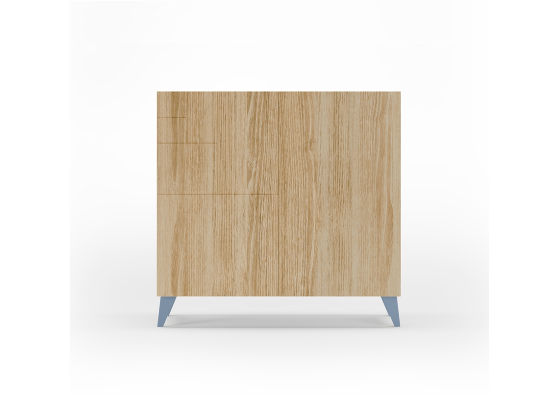Mueble zapatero HERDASA Bergen Roble dorado, patas azul (87 x 90 x 27 cm)