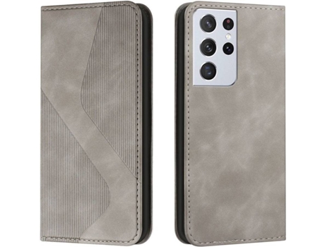 Funda Samsung Galaxy S22 Ultra HFS-HOUSE Cuero Pu S Line (Gris)