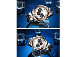Reloj De Cuarzo Para Hombre Curren 8355m Con Brazalete De Acero Inoxidable, Multifuncional Y Resistente Al Agua Hasta 3 Atm.