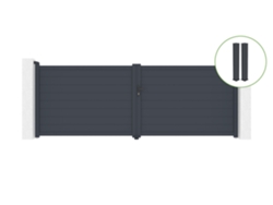 Puerta abatible 4m EIGER Al.140cm aluminio gris 2 postes 20x20cm Al.166cm CASANOOV