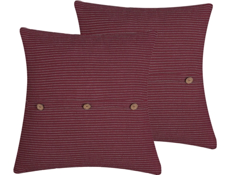 Conjunto de 2 cojines de poliéster/algodón rojo 45 x 45 cm BELIANI Campanula