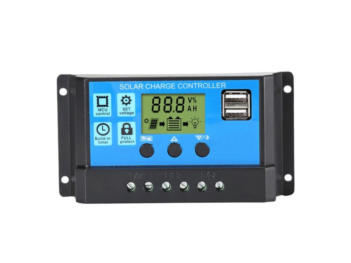 Controlador De Carga Solar Pwm De 30 A Con Pantalla Lcd, Fabricado En Material Abs Duradero, Para Uso Doméstico, Industrial Y Comercial.