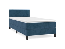 Maison Exclusive - Cama Box Spring Con Colchón Terciopelo Azul Oscuro 100x200 Cm