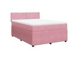 Maison Exclusive - Cama Box Spring Con Colchón Terciopelo Rosa 140x200 Cm