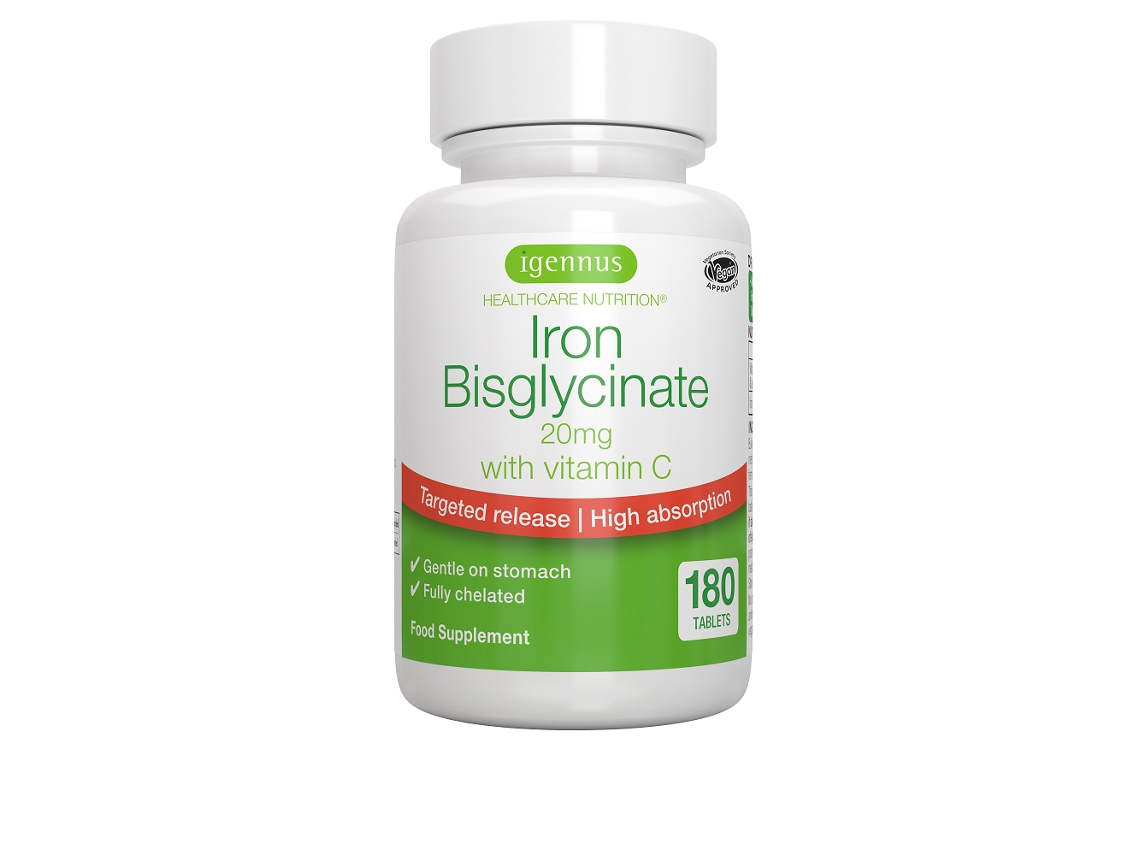 Igennus Iron Bisglycinate 20mg with Vitamin C 180's