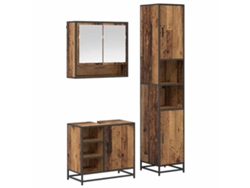 Conjunto de muebles de baño con puerta, 3 piezas, madera antigua, MAISON EXCLUSIVE